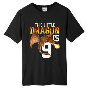 Turning 9 Year Old Birthday Gift Dragon 9th Bday Premium Tall Fusion ChromaSoft Performance T-Shirt