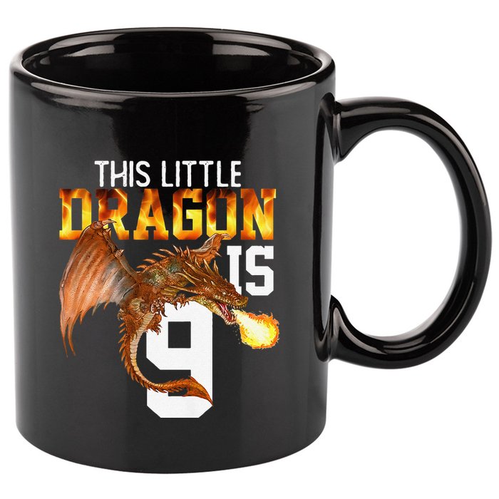 Turning 9 Year Old Birthday Gift Dragon 9th Bday Premium 11oz C Handle Ceramic Mug