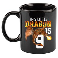 Turning 9 Year Old Birthday Gift Dragon 9th Bday Premium 11oz C Handle Ceramic Mug