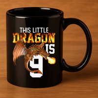 Turning 9 Year Old Birthday Gift Dragon 9th Bday Premium 11oz C Handle Ceramic Mug