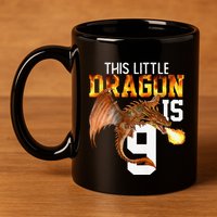 Turning 9 Year Old Birthday Gift Dragon 9th Bday Premium 11oz C Handle Ceramic Mug