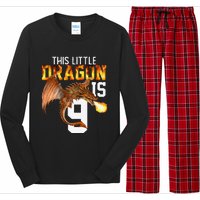 Turning 9 Year Old Birthday Gift Dragon 9th Bday Premium Long Sleeve Pajama Set