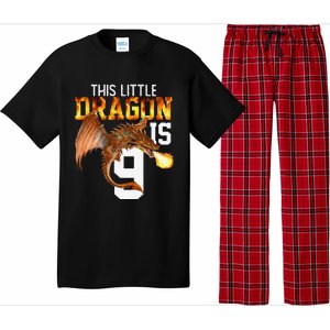 Turning 9 Year Old Birthday Gift Dragon 9th Bday Premium Pajama Set