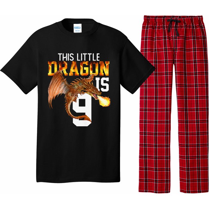 Turning 9 Year Old Birthday Gift Dragon 9th Bday Premium Pajama Set