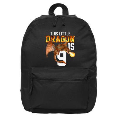 Turning 9 Year Old Birthday Gift Dragon 9th Bday Premium 16 in Basic Backpack