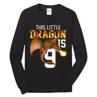 Turning 9 Year Old Birthday Gift Dragon 9th Bday Premium Tall Long Sleeve T-Shirt