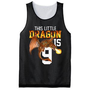 Turning 9 Year Old Birthday Gift Dragon 9th Bday Premium Mesh Reversible Basketball Jersey Tank