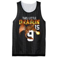 Turning 9 Year Old Birthday Gift Dragon 9th Bday Premium Mesh Reversible Basketball Jersey Tank