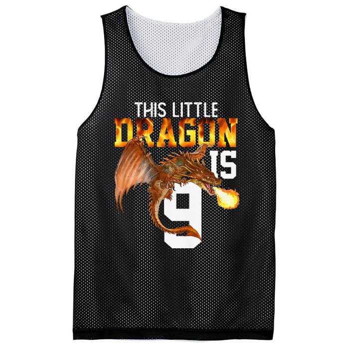 Turning 9 Year Old Birthday Gift Dragon 9th Bday Premium Mesh Reversible Basketball Jersey Tank