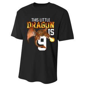 Turning 9 Year Old Birthday Gift Dragon 9th Bday Premium Performance Sprint T-Shirt