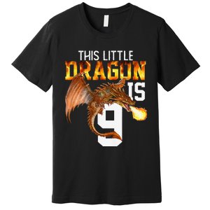 Turning 9 Year Old Birthday Gift Dragon 9th Bday Premium Premium T-Shirt