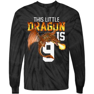 Turning 9 Year Old Birthday Gift Dragon 9th Bday Premium Tie-Dye Long Sleeve Shirt