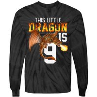 Turning 9 Year Old Birthday Gift Dragon 9th Bday Premium Tie-Dye Long Sleeve Shirt