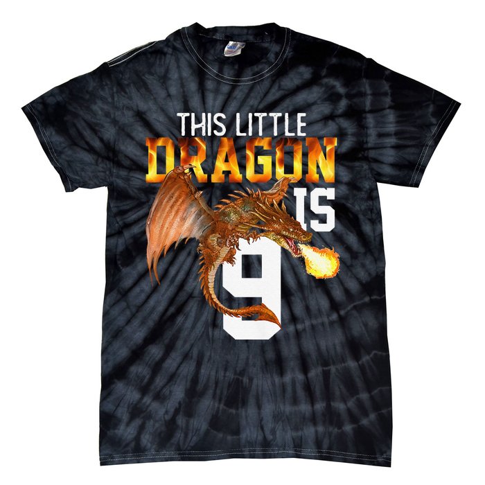 Turning 9 Year Old Birthday Gift Dragon 9th Bday Premium Tie-Dye T-Shirt