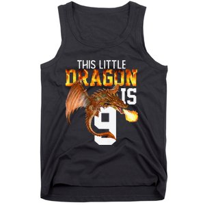 Turning 9 Year Old Birthday Gift Dragon 9th Bday Premium Tank Top