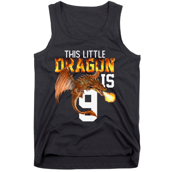 Turning 9 Year Old Birthday Gift Dragon 9th Bday Premium Tank Top