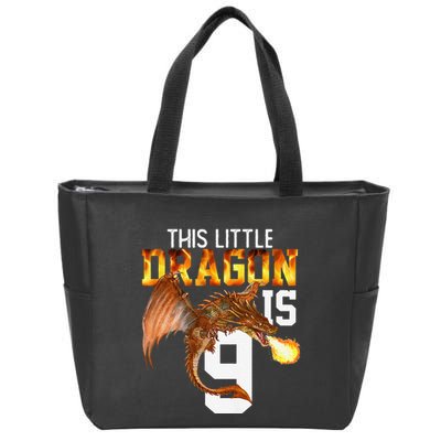 Turning 9 Year Old Birthday Gift Dragon 9th Bday Premium Zip Tote Bag