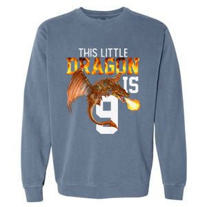 Turning 9 Year Old Birthday Gift Dragon 9th Bday Premium Garment-Dyed Sweatshirt