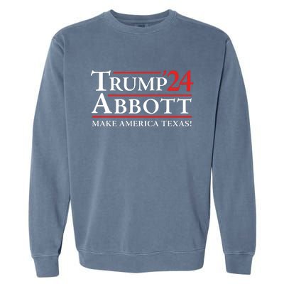 Trump Abbott 2024 Texas Governor Funny Election Garment-Dyed Sweatshirt