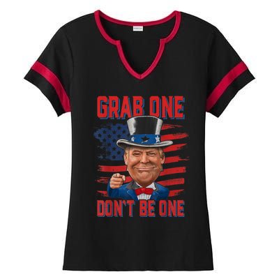 Trump American 4th Of July Grab One Dont Be One Uncle Ladies Halftime Notch Neck Tee