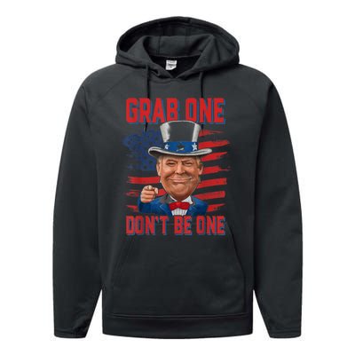 Trump American 4th Of July Grab One Dont Be One Uncle Performance Fleece Hoodie