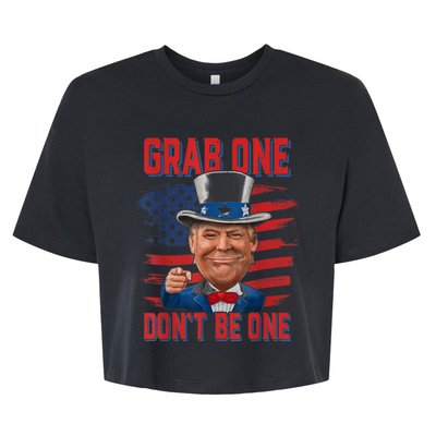 Trump American 4th Of July Grab One Dont Be One Uncle Bella+Canvas Jersey Crop Tee