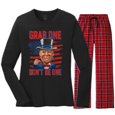 Trump American 4th Of July Grab One Dont Be One Uncle Women's Long Sleeve Flannel Pajama Set 