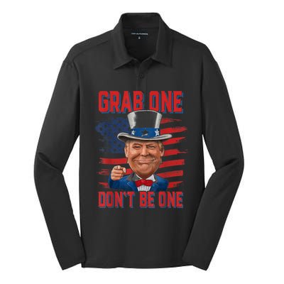 Trump American 4th Of July Grab One Dont Be One Uncle Silk Touch Performance Long Sleeve Polo