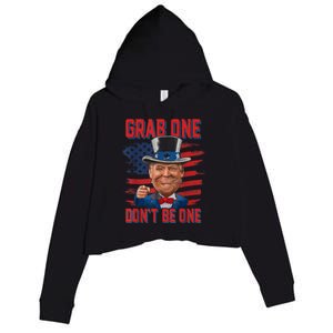 Trump American 4th Of July Grab One Dont Be One Uncle Crop Fleece Hoodie