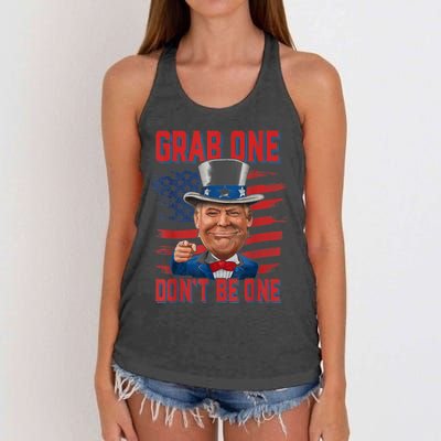 Trump American 4th Of July Grab One Dont Be One Uncle Women's Knotted Racerback Tank