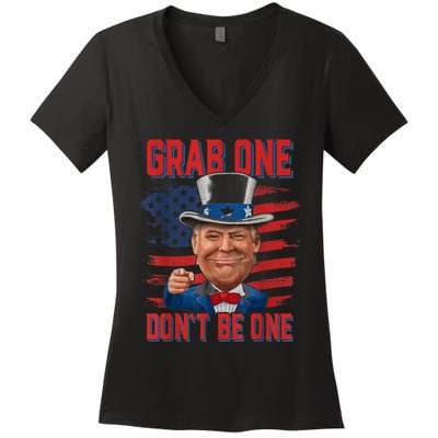 Trump American 4th Of July Grab One Dont Be One Uncle Women's V-Neck T-Shirt