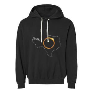 Texas April 8 Total Solar Eclipse Usa Map Totality Garment-Dyed Fleece Hoodie