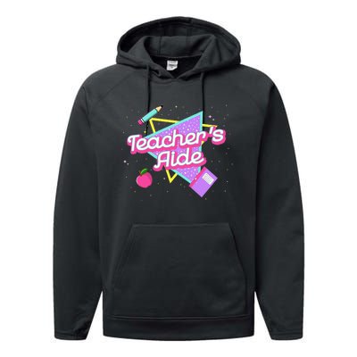 Teachers Aide 80s 90s Back To School Performance Fleece Hoodie