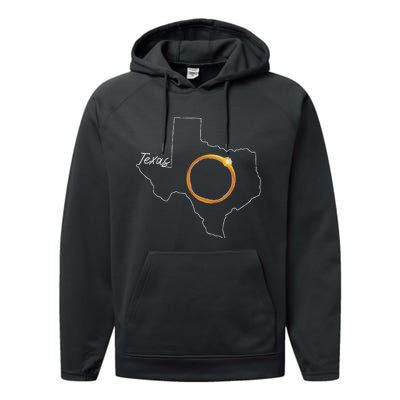 Texas April 8 Total Solar Eclipse Usa Map Totality Performance Fleece Hoodie