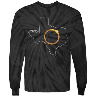 Texas April 8 Total Solar Eclipse Usa Map Totality Tie-Dye Long Sleeve Shirt