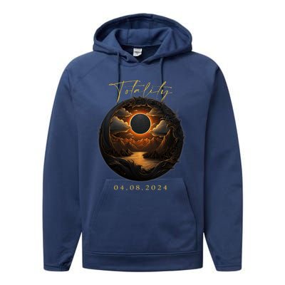 Totality April 8 2024 Total Solar Eclipse America Performance Fleece Hoodie