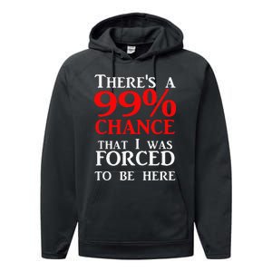 There's a 99 Chance That I was forced to be here Performance Fleece Hoodie