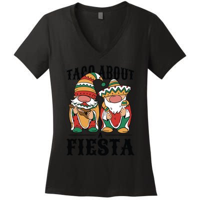 Taco About A Fiesta Gnomes Women's V-Neck T-Shirt