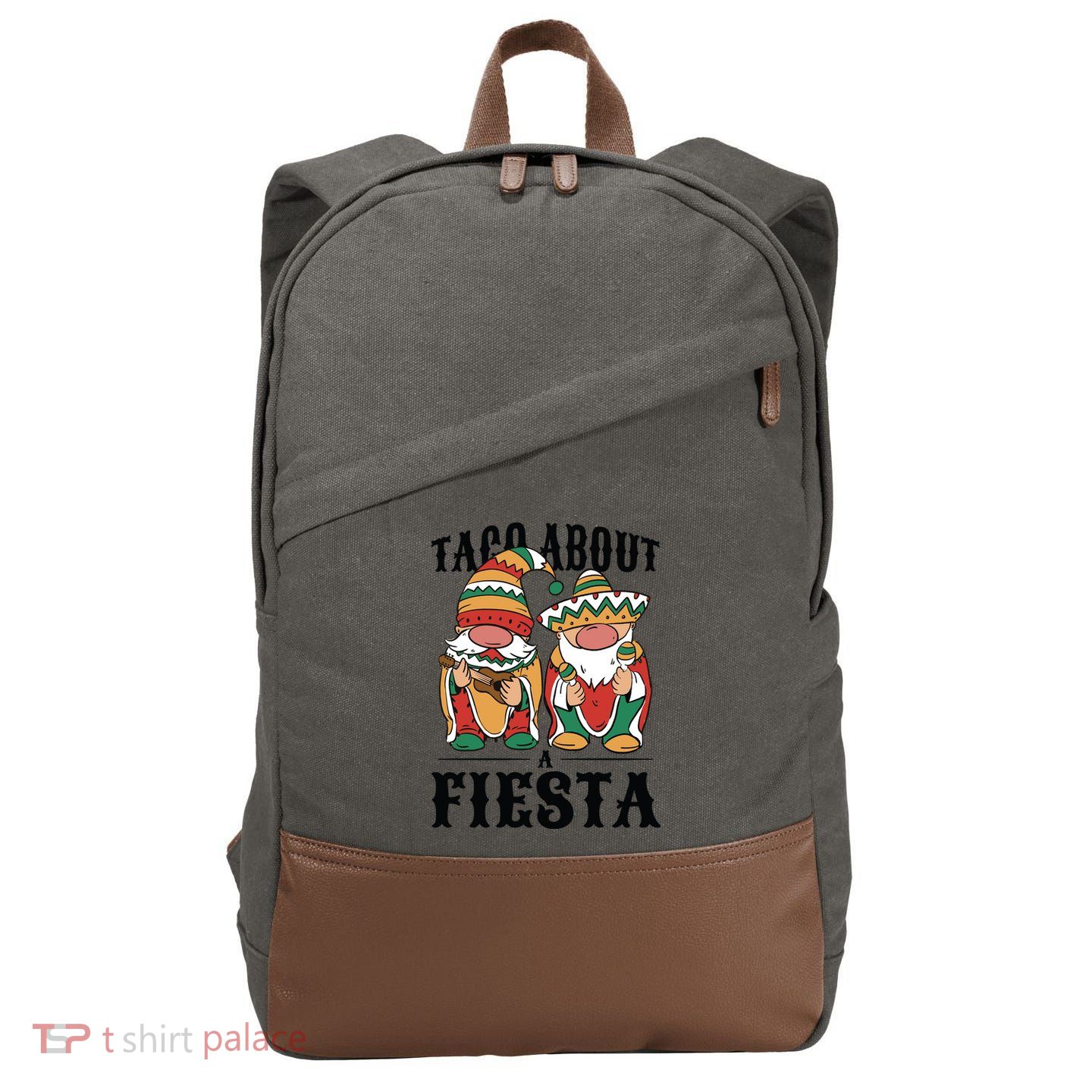Taco About A Fiesta Gnomes Cotton Canvas Backpack