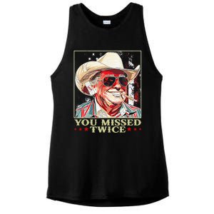 Trump Assassination Attempt Trump 2024 You Missed Twice Ladies PosiCharge Tri-Blend Wicking Tank