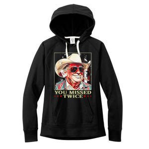 Trump Assassination Attempt Trump 2024 You Missed Twice Women's Fleece Hoodie