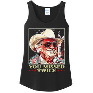 Trump Assassination Attempt Trump 2024 You Missed Twice Ladies Essential Tank