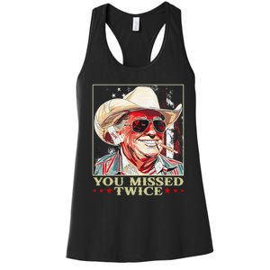 Trump Assassination Attempt Trump 2024 You Missed Twice Women's Racerback Tank