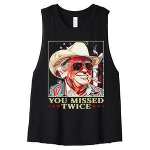 Trump Assassination Attempt Trump 2024 You Missed Twice Women's Racerback Cropped Tank