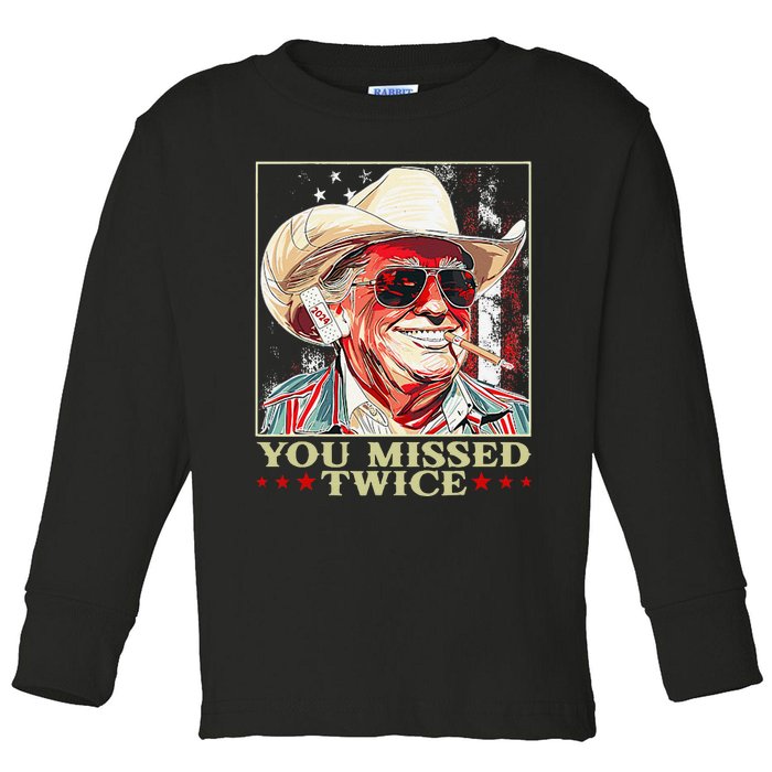 Trump Assassination Attempt Trump 2024 You Missed Twice Toddler Long Sleeve Shirt