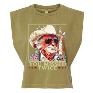 Trump Assassination Attempt Trump 2024 You Missed Twice Garment-Dyed Women's Muscle Tee