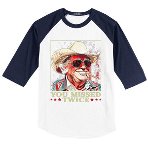 Trump Assassination Attempt Trump 2024 You Missed Twice Baseball Sleeve Shirt