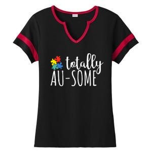 Totally Awesome Autism Awareness Ladies Halftime Notch Neck Tee