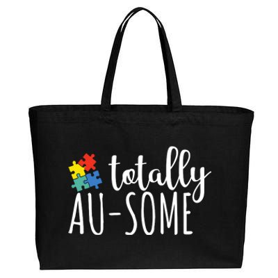 Totally Awesome Autism Awareness Cotton Canvas Jumbo Tote