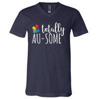 Totally Awesome Autism Awareness V-Neck T-Shirt